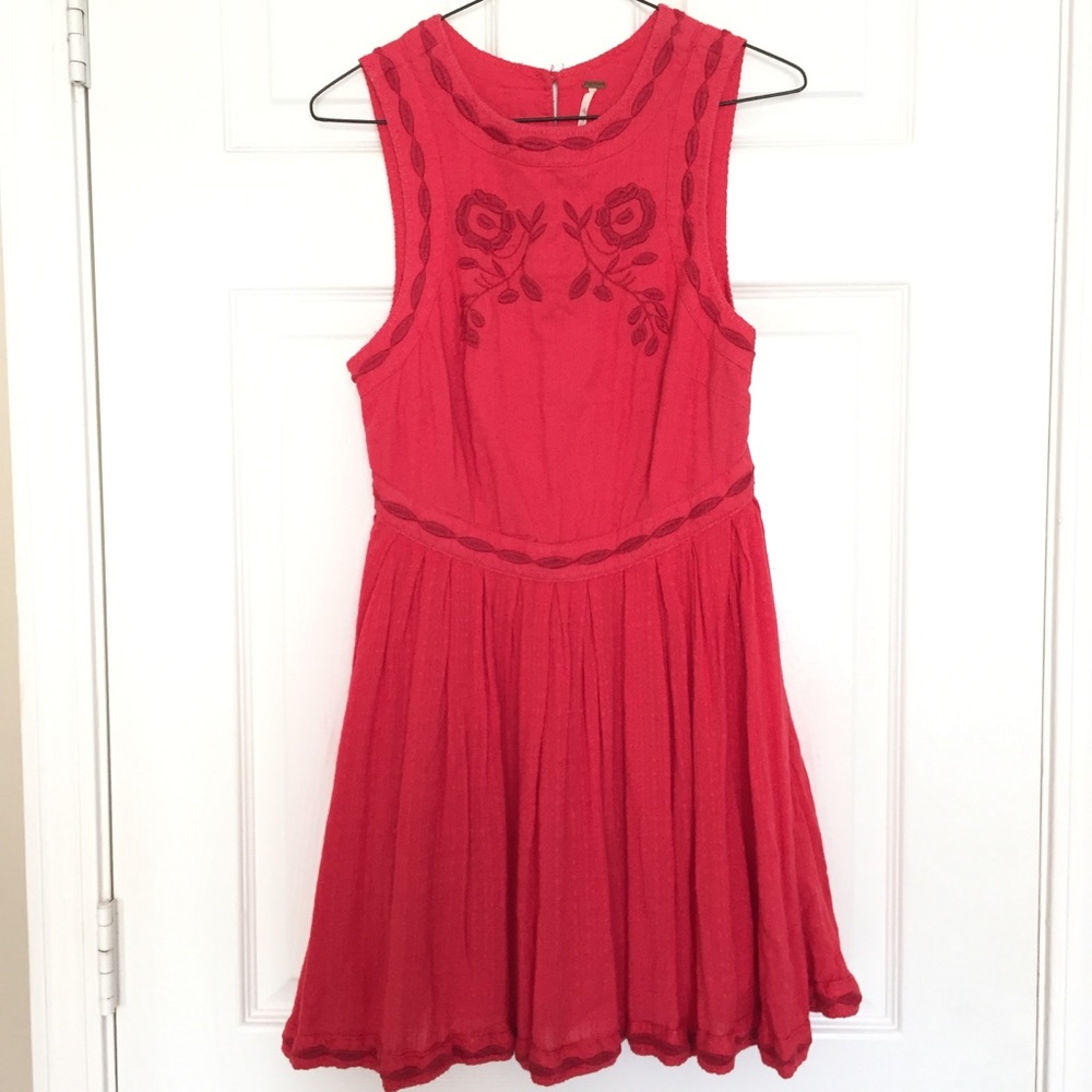 Free People Coral Birds of a Feather Mini Dress - Picture 4 of 8